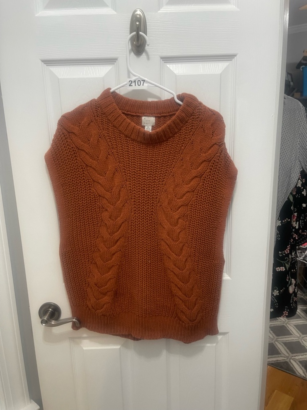 a new day Rust Cable Knit Sleeveless Crewneck Sweater Vest